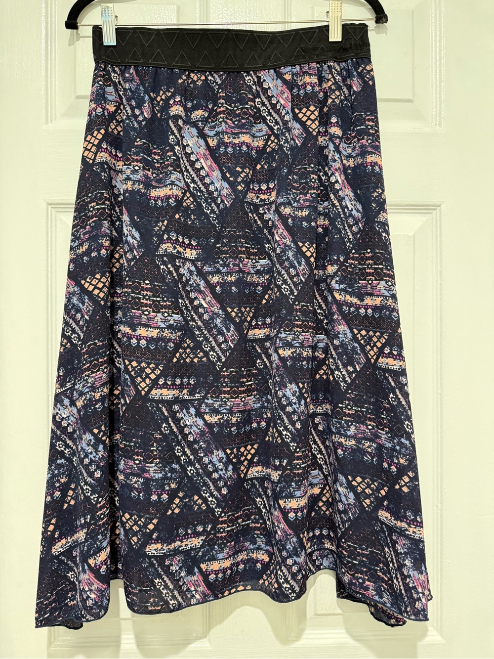LuLaRoe Navy Geometric & Floral A-Line Skirt